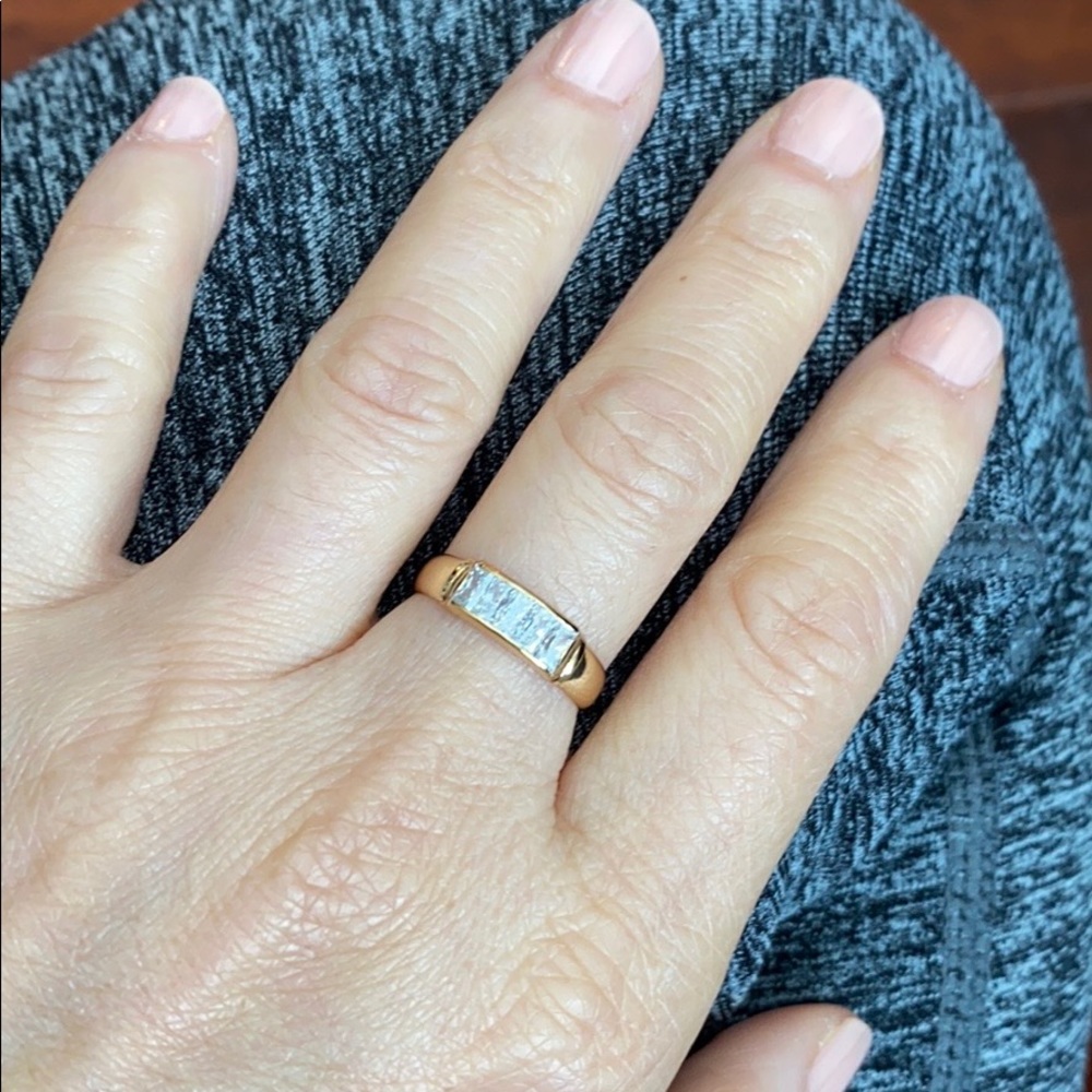 14K Solid Gold CZ Women Girl  Ring Band Size 6